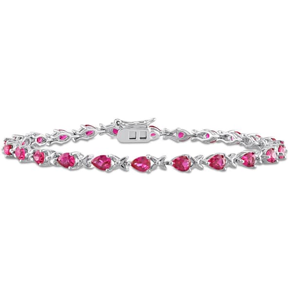 Gemstone Classics(tm) 5 1/3ctw. Created Ruby X-Link Silver Bracelet