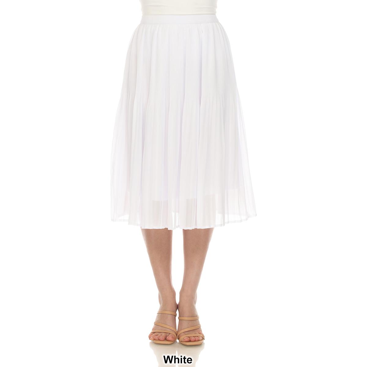 Womens White Mark Chiffon Pleated Midi Skirt