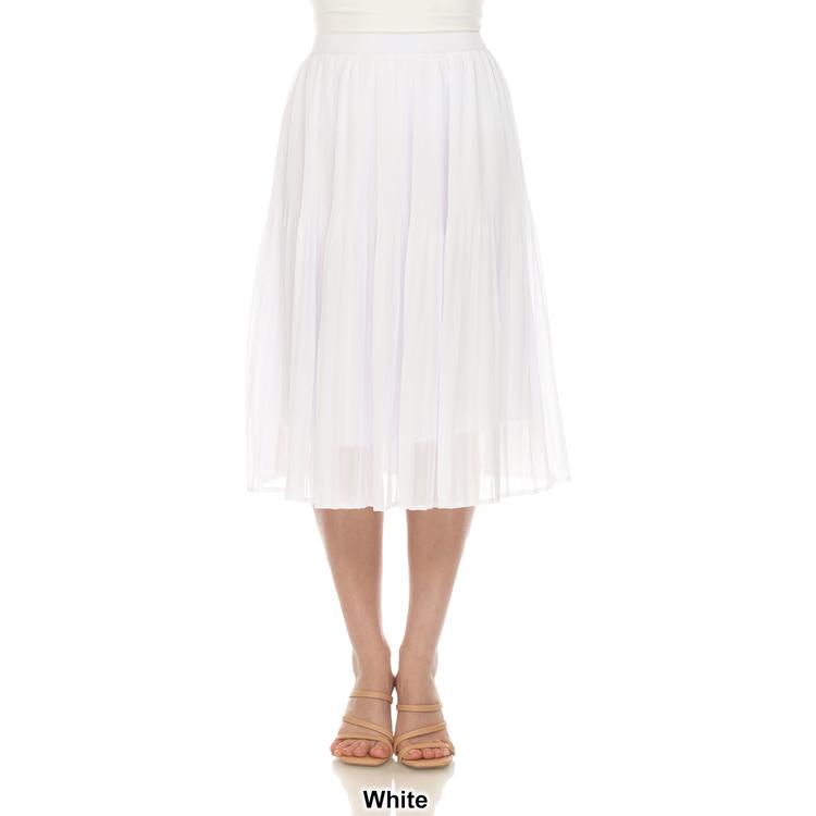 Womens White Mark Chiffon Pleated Midi Skirt