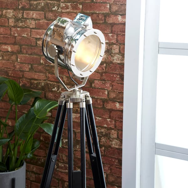 9th & Pike&#174; Black Wood Industrial Floor Lamp