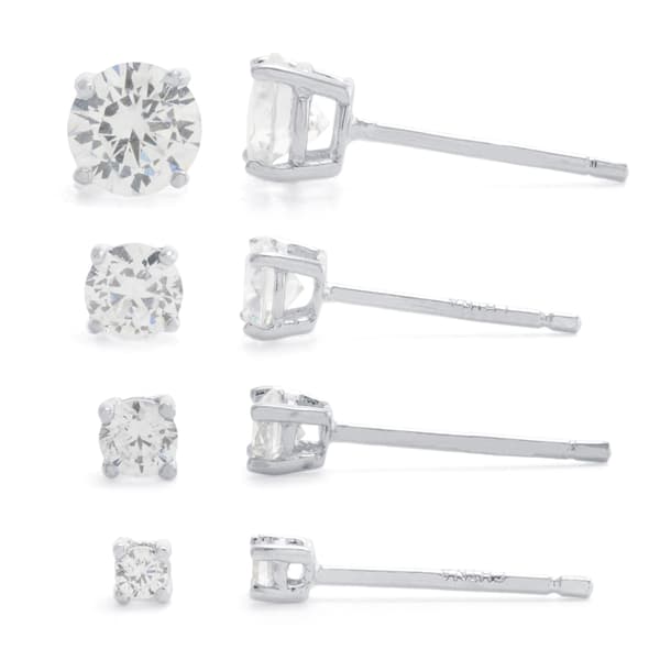 Sterling Silver Cubic Zirconia Earring Set - image 