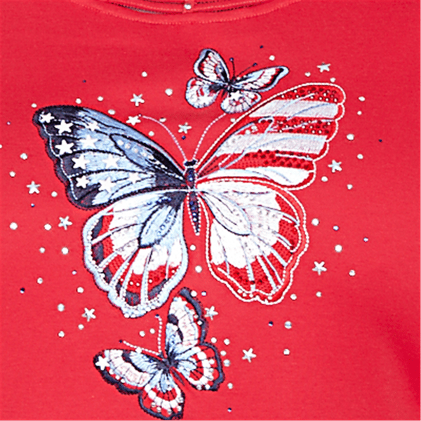 Plus Size Alfred Dunner Lady Liberty Butterfly Embroidery Blouse