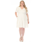 Plus Size White Mark Short Sleeve V Neck Solid A-Line Dress - image 5