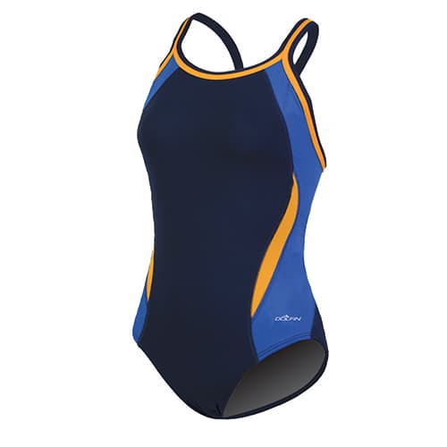 Womens Dolfin® Color Block DBX Back One Piece Swimsuit-Navy/Multi