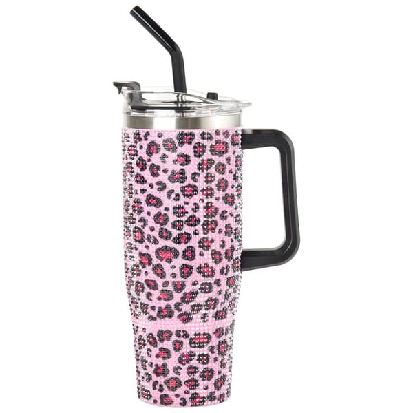 Gourmet Home 40oz. Cheetah Bling Tumbler w/ Handle - image 