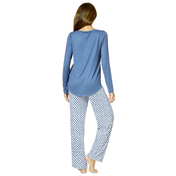 Womens HUE Long Sleeve Snowman Smiles Pajama Set