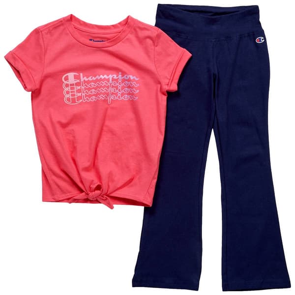 Girls (4-6x) Champion(R) Short Sleeve Tee & Flare Yoga Pants Set - image 