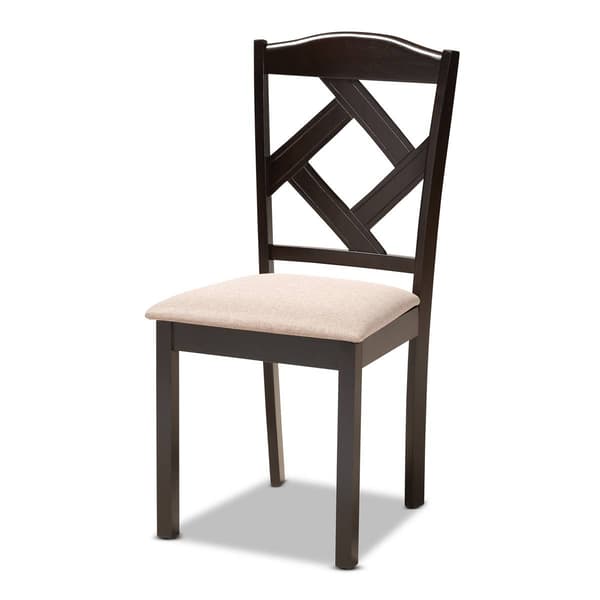 Baxton Studio Morigan Sand Fabric Dark Brown Wood 5pc. Dining Set