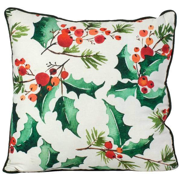 Holly Berry Decorative Pillow - 18x18 - image 
