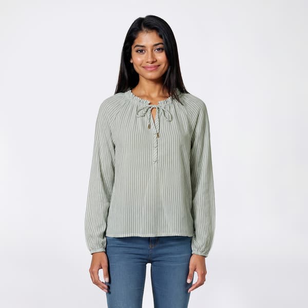 Juniors Wallflower Long Sleeve Coleen Gauze Peasant Top - image 