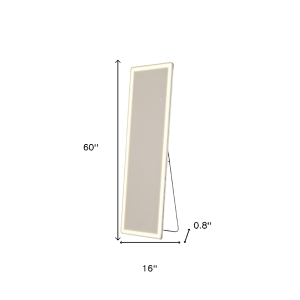 HomeRoots 60in Lighted Freestanding & Wall Mount Frameless Mirror