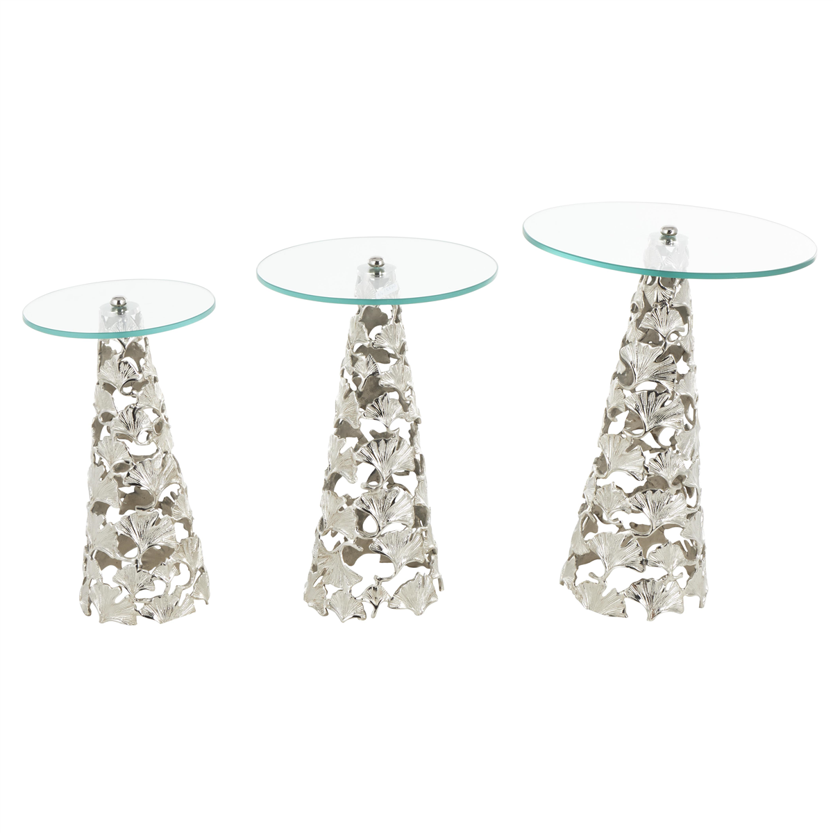 9th & Pike® Contemporary Silver Aluminum Metal Accent Table Set
