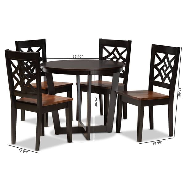 Baxton Studio Brava Two-Tone Dark Brown Wood 5pc. Dining Set