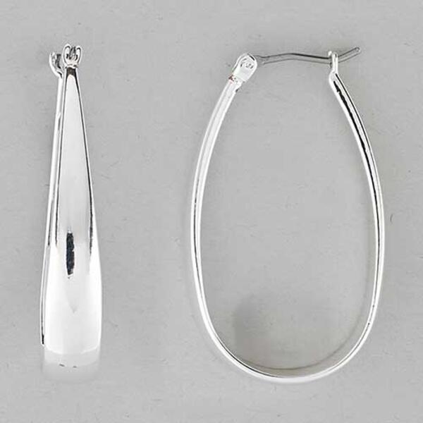 Napier Silver Tone Oval Medium Click-Top Hoop Earrings - image 
