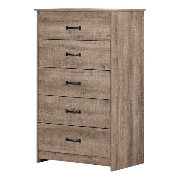 South Shore Tassio Weathered Oak 5-Drawer Chest