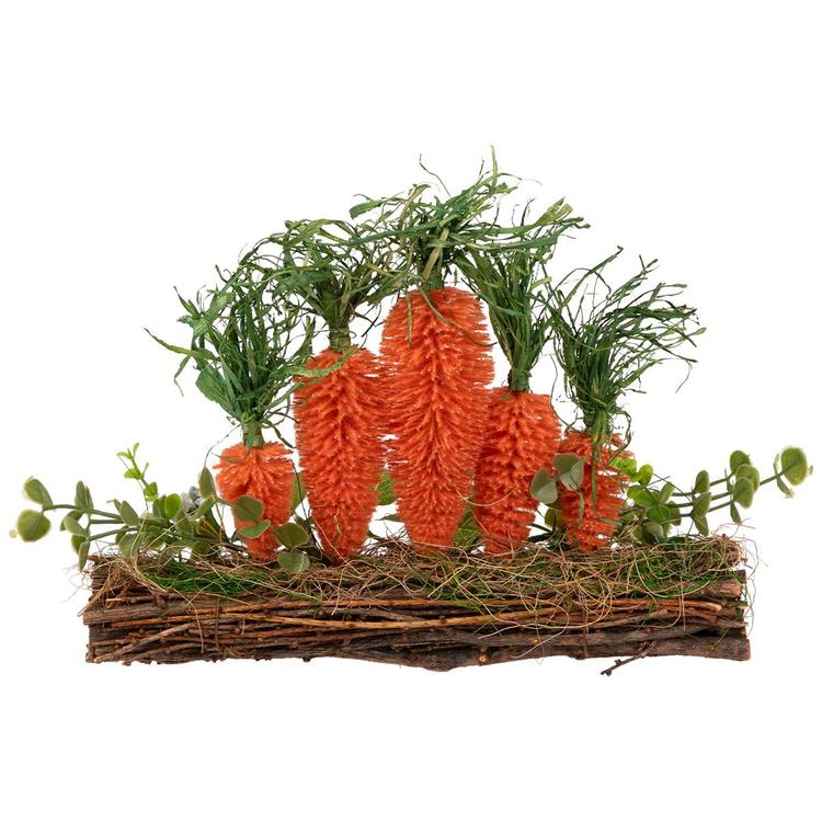 Northlight Seasonal Standing Carrots on Log Easter Decor