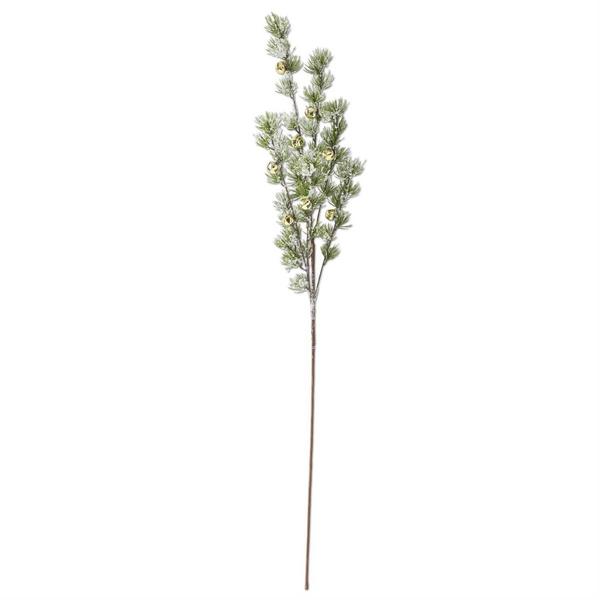 K&K Interiors Snowy Pine Stem with Gold Bells - image 