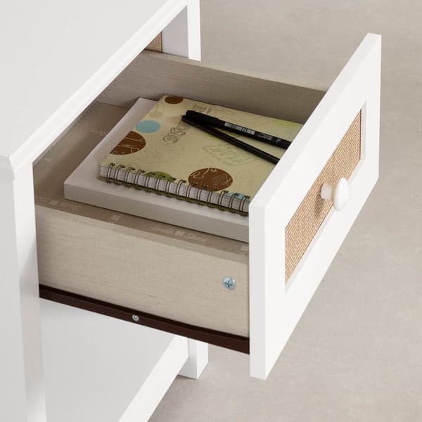 South Shore Balka White and Faux Printed Rattan End Table