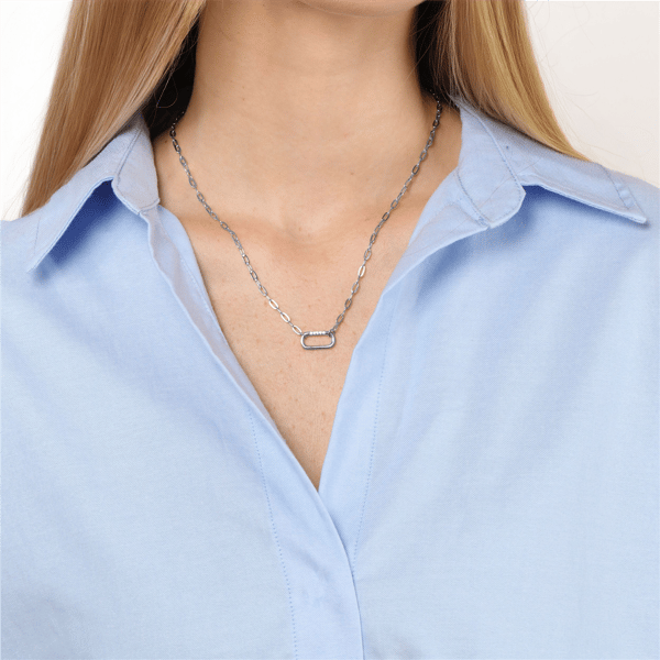 Brilliant Grown Lab-Grown Diamond Accent Paper Clip Link Necklace
