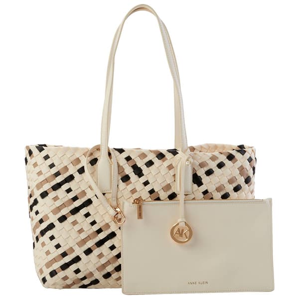 Anne Klein Woven Tote w/ Pouch - image 