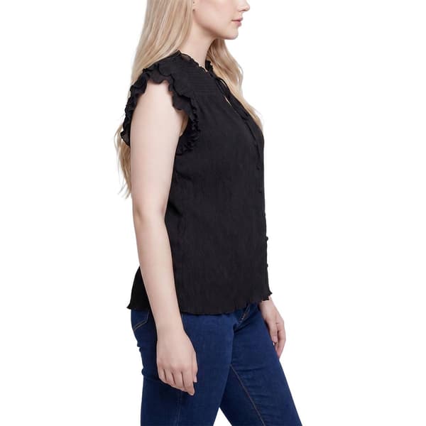 Womens NY Collection Double Flutter Sleeve Keyhole Neck Blouse