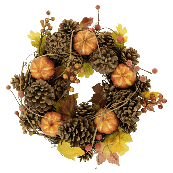 Northlight 14in. Pinecone & Pumpkin Fall Harvest Wreath - image 