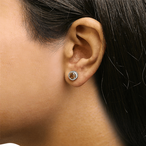 Haus of Brilliance Sterling Silver Yellow Citrine Stud Earrings