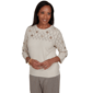 Petite Alfred Dunner Regent Street Floral Pointelle Sweater - image 3