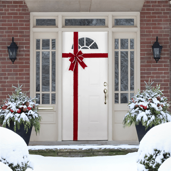 Northlight 14ft. Red & White Velvet Christmas Door Bow