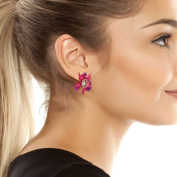 Betsey Johnson Hothouse Bloom Orchid Post Earrings