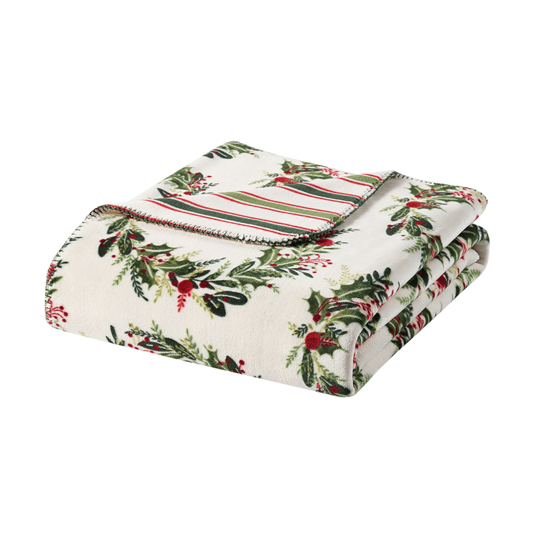 Hallmark™ Wreath Reversible Plush Holiday Throw Blanket