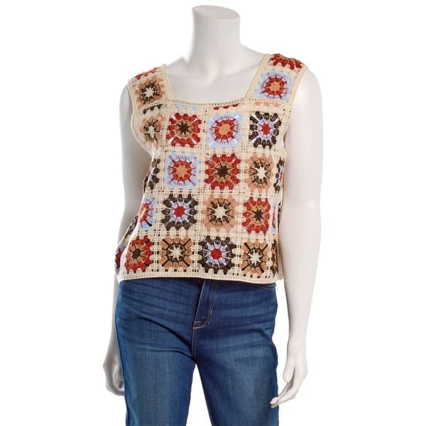 Juniors A. Byer Crochet Floral Patch Tank Top - image 