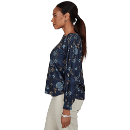 Womens Ruby Rd. Mythical Smocked Horseshoe Neck Floral Blouse