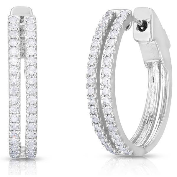 Diamond Classics(tm) 1/2ctw. Diamond 2-Row Hoop Earrings - image 