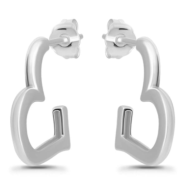Designs by FMC Sterling Silver Open Heart Post Hoop Earrings - image 