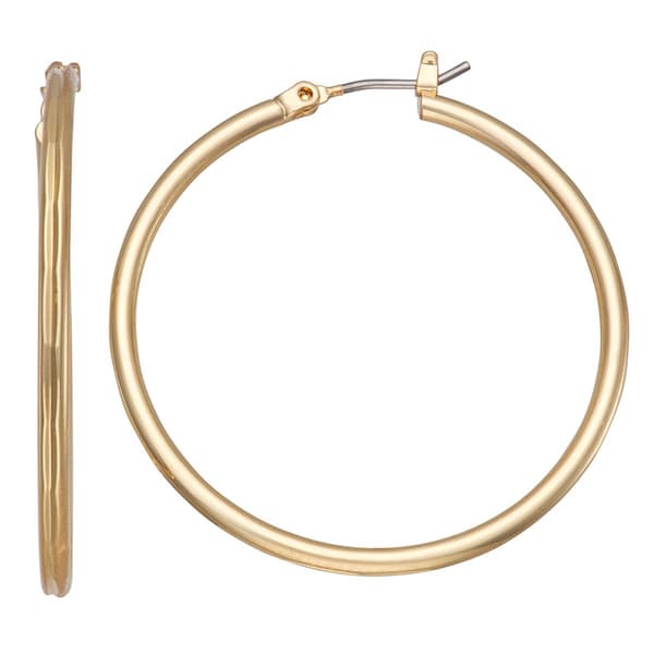 Napier Gold-Tone Thin Solid Click-Top Hoop Earrings - image 