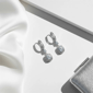 Saffron Sterling Silver 2ctw Moissanite Halo Drop Huggie Earrings - image 3