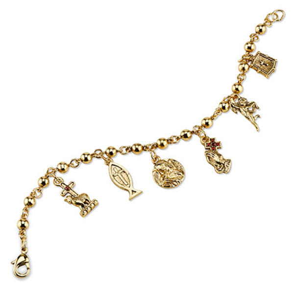 Symbols of Faith Gold Charm Bracelet - image 