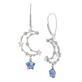 Betsey Johnson Crescent Moon & Stars w/ Stones Dangle Earrings