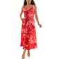 Womens Nina Leonard Sleeveless Drawstring Waist Floral Midi Dress - image 1