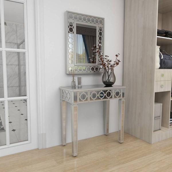 9th & Pike® Grey Wood Glam Console Table - Set of 2