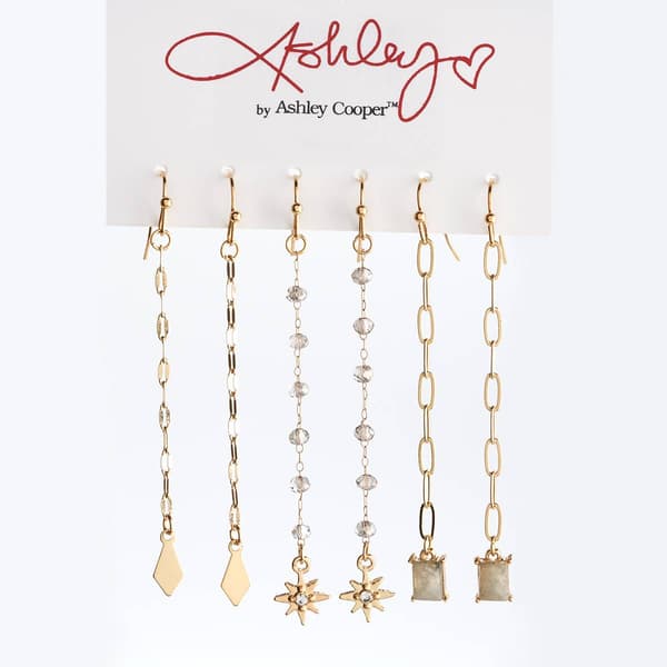 Ashley Trio Drop Chain Earrings Set - image 