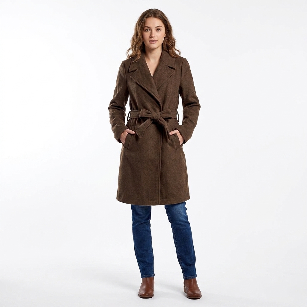 Juniors Love Tree Belted Faux Wool Trench Coat