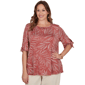 Women''s Ruby Rd. Sedona Escape Leaf Puff Print Knit Tie Sleeve T - image 1
