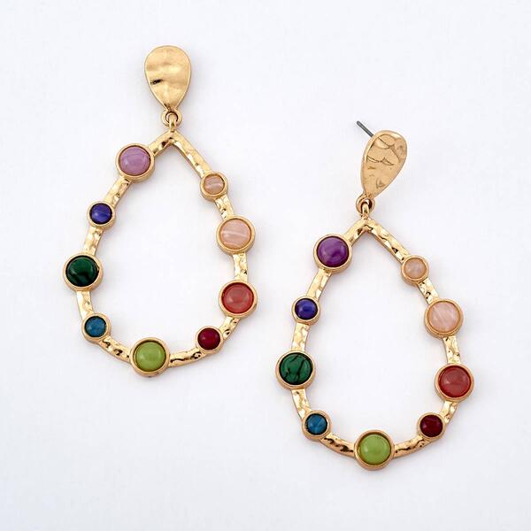 Ashley Cooper&#40;tm&#41; Gold-Tone Hammered Multi Color Teardrop Earrings - image 