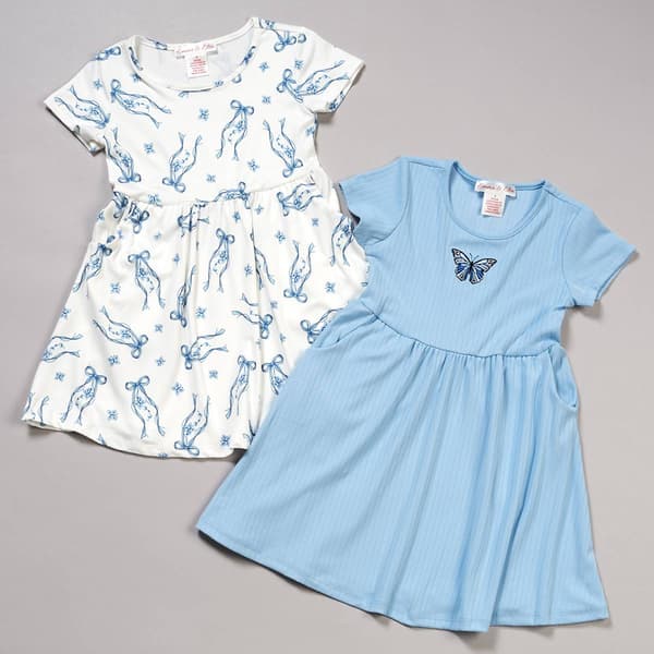 Girls (4-6x) Emma & Elsa 2pk. Short Sleeve Butterfly/Bow Dresses - image 