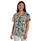 Plus Size Kasper Short Flutter Sleeve Blurred Brushstroke Blouse - image 1