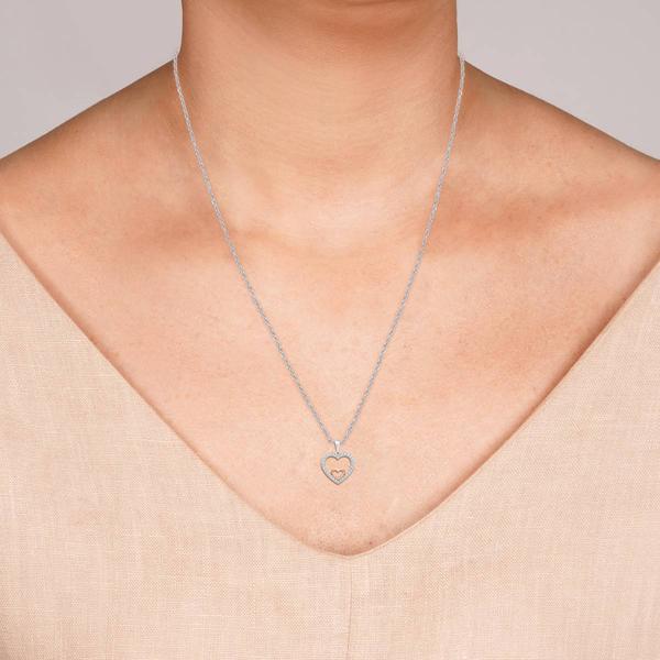 Nova Star® Lab Grown Diamon Two-Tone Double Heart Pendant