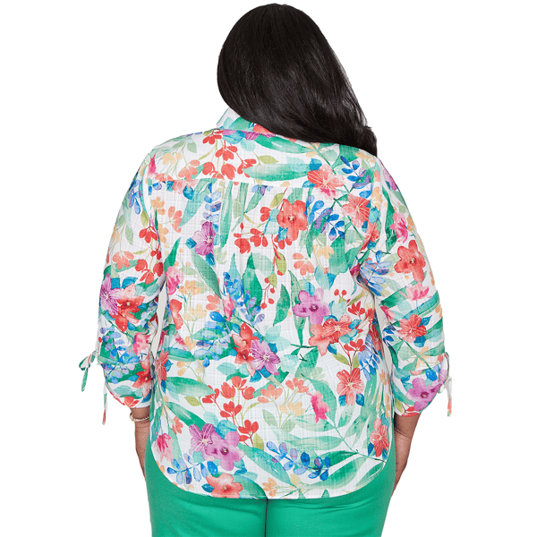 Plus Size Alfred Dunner Resort Living Tie Sleeve Floral Blouse