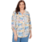 Plus Size Alfred Dunner Beachcomber Postcard Print Tie Sleeve He - image 1